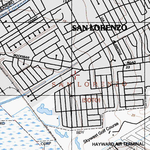 Topographic Map of Del Rey Park, CA