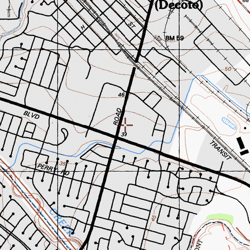 Topographic Map of El Mercado Plaza Shopping Center, CA
