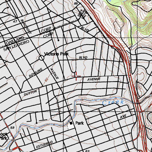 Topographic Map of Farrelly Community Center, CA