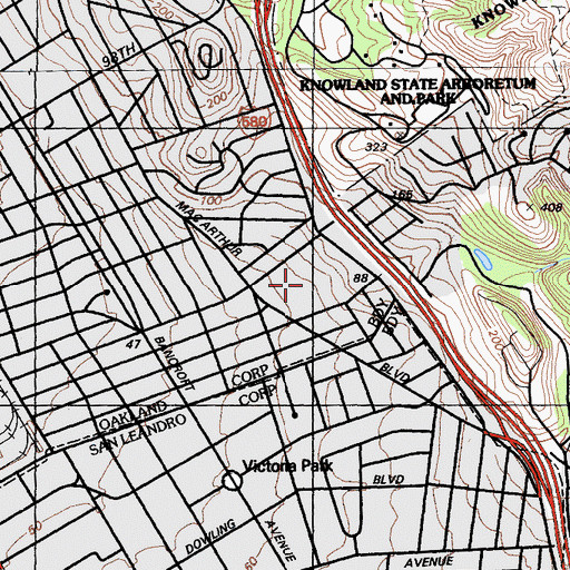 Topographic Map of Foothill Square Shopping Center, CA