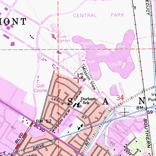 Topographic Map of Fremont Community Center, CA