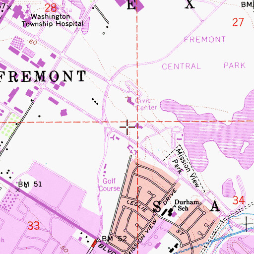 Topographic Map of Fremont Main Library, CA