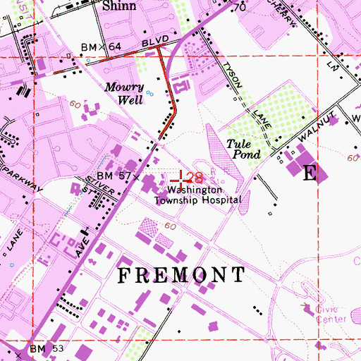 Topographic Map of Fremont Stadium, CA