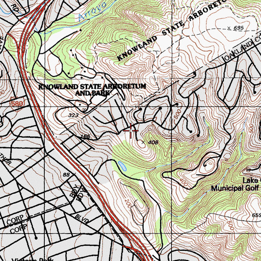 Topographic Map of Hellman Recreation Center, CA