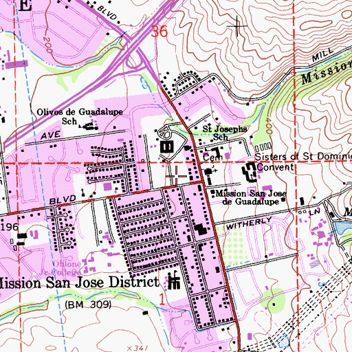 Topographic Map of Hyde Community Center, CA
