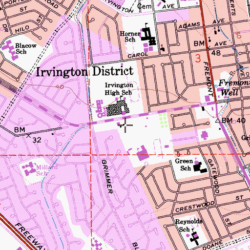 Topographic Map of Irvington Community Park, CA