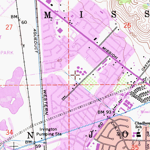Topographic Map of John M Gomes Elementary School, CA