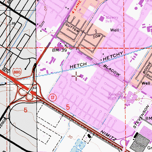 Topographic Map of Joseph Azevada Elementary School, CA