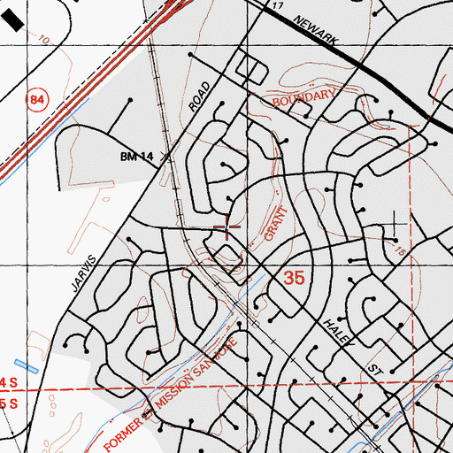 Topographic Map of Mirabeau Park, CA