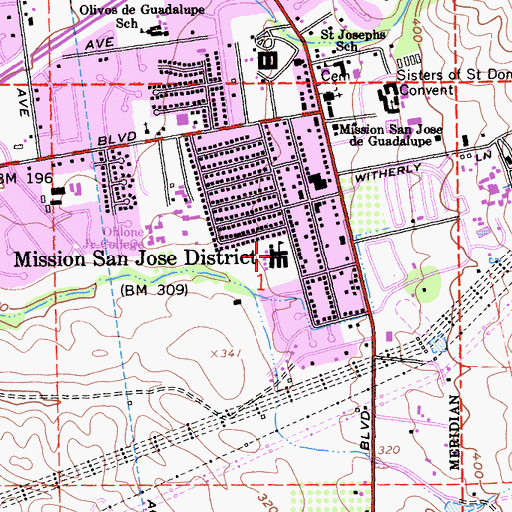 Topographic Map of Mission San Jose Elementary School, CA