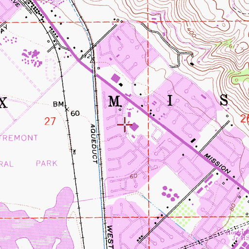 Topographic Map of Mission Valley Shopping Center, CA