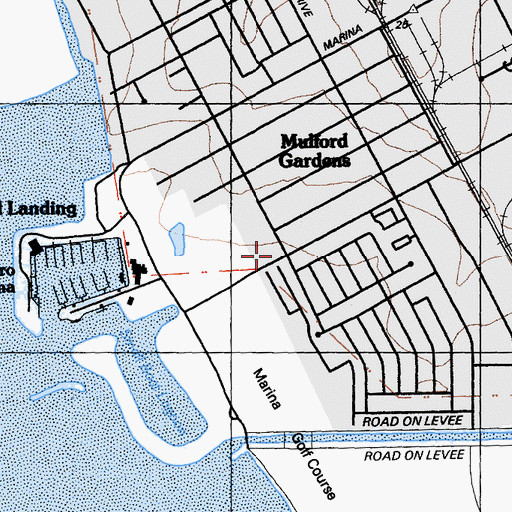 Topographic Map of Mulford-Marina Branch San Leandro Community Library, CA