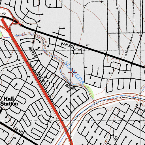 Topographic Map of Cesar Chevaz Middle School, CA