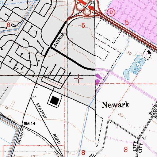 Topographic Map of Newark Memorial High School, CA
