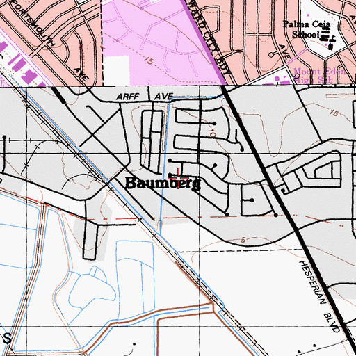 Topographic Map of Penke Park, CA