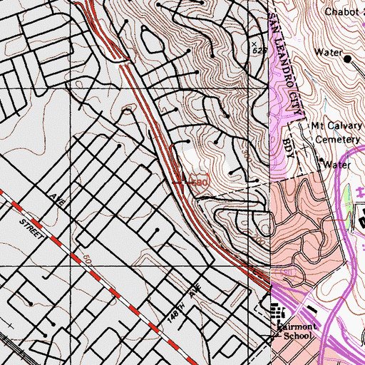 Topographic Map of Kindred Hospital San Francisco Bay Area, CA