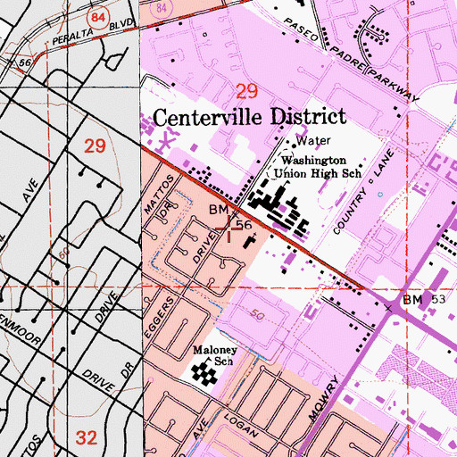 Topographic Map of Prince of Peace Lutheran School, CA