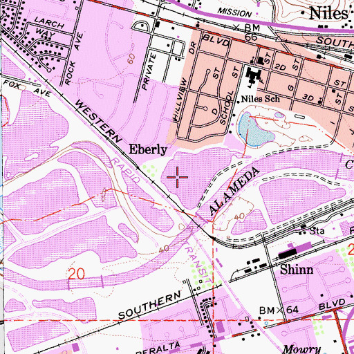 Topographic Map of Rancho Arroyo Park, CA