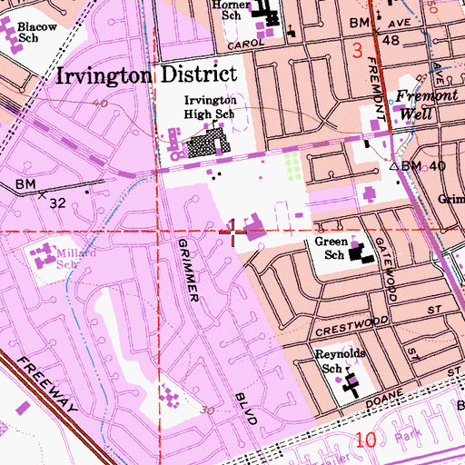 Topographic Map of Robertson Continuation High School, CA