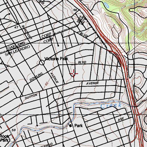 Topographic Map of Roosevelt Playground, CA