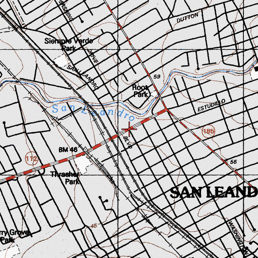 Topographic Map of Saint Leander School, CA