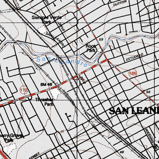 Topographic Map of Saint Leanders Roman Catholic Church, CA
