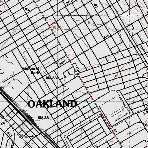 Topographic Map of Saint Louis Bertrand Roman Catholic Church, CA