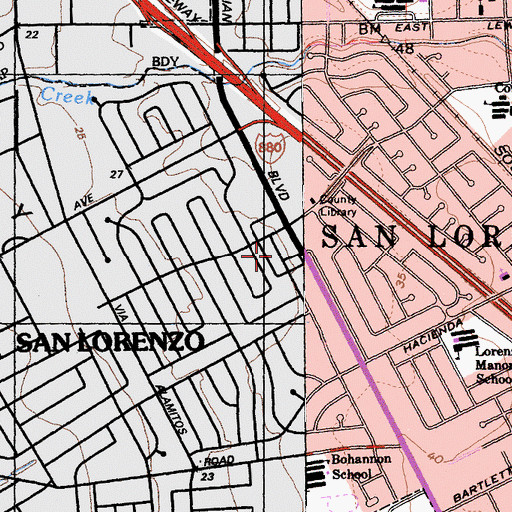 Topographic Map of San Lorenzo Village Shopping Center, CA
