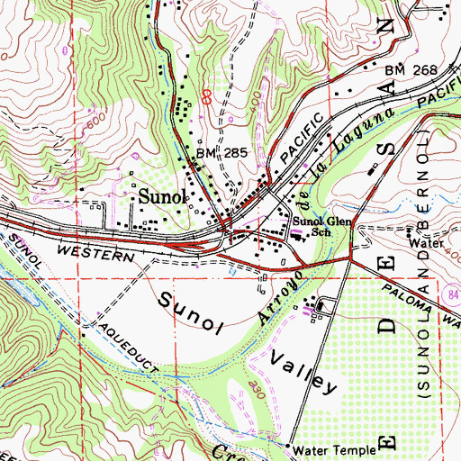 Topographic Map of Sunol Post Office, CA