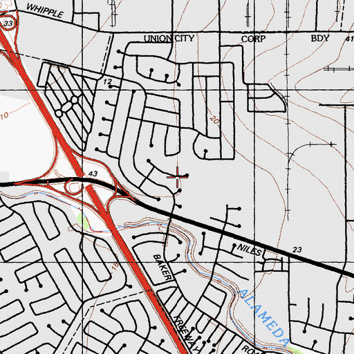 Topographic Map of Town Estates Park, CA