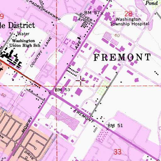 Topographic Map of Town Fair Shopping Center, CA