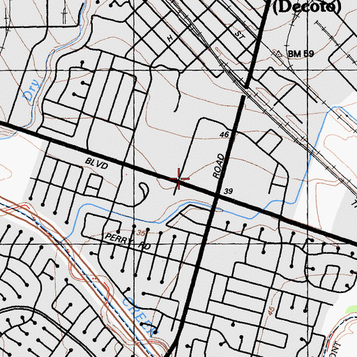 Topographic Map of Union City Marketplace Shopping Center, CA