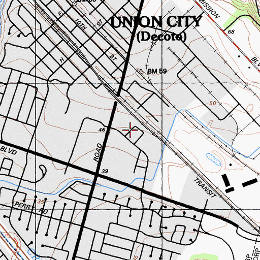 Topographic Map of Union City Station, CA