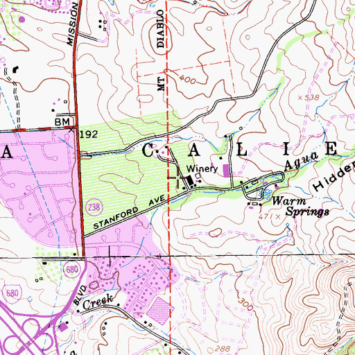 Topographic Map of Weibel Vineyards, CA