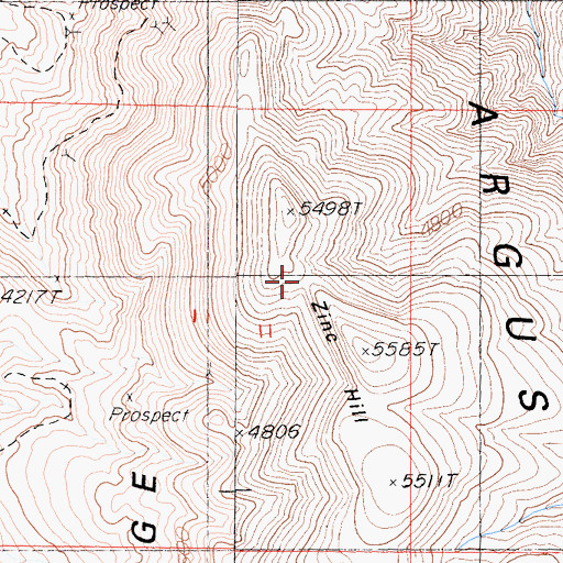 Topographic Map of Grand View Prospect, CA