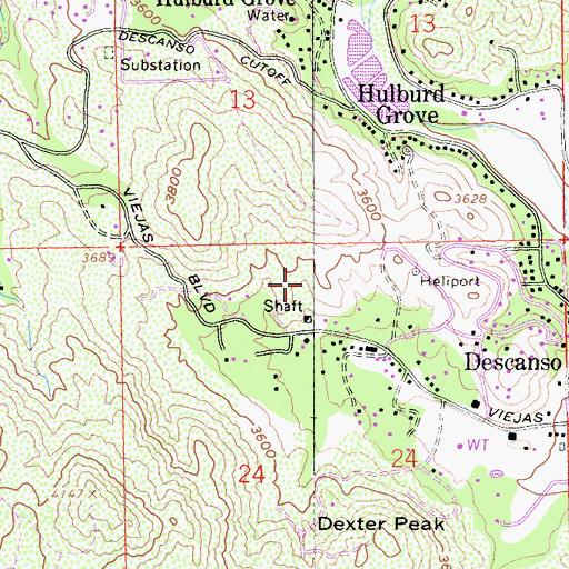 Topographic Map of Descanso Mine, CA