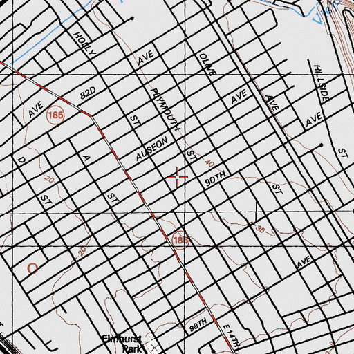 Topographic Map of Elmhurst, CA