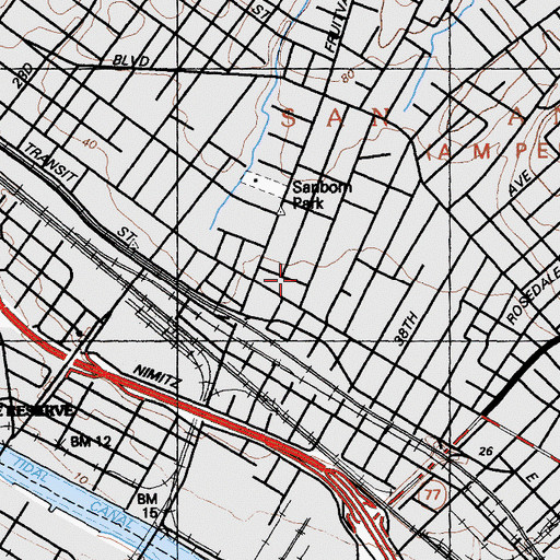 Topographic Map of Fruitvale Post Office, CA