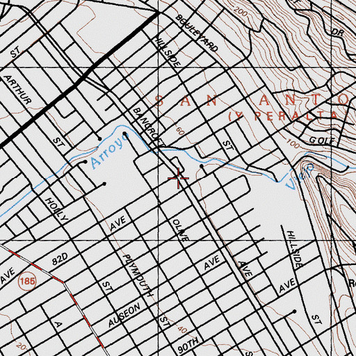 Topographic Map of Saint Benedicts Roman Catholic Church, CA