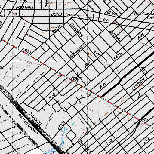 Topographic Map of Saint Bernard School, CA