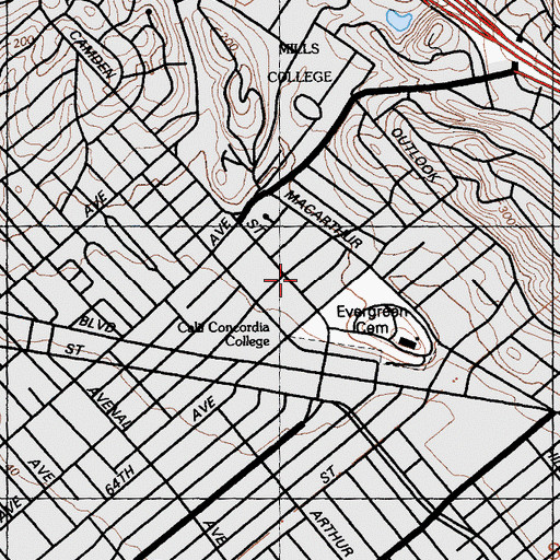 Topographic Map of Saint Cyrils Roman Catholic Church, CA