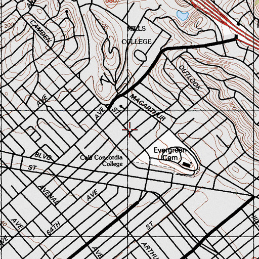 Topographic Map of Saint Cyrils School (historical), CA