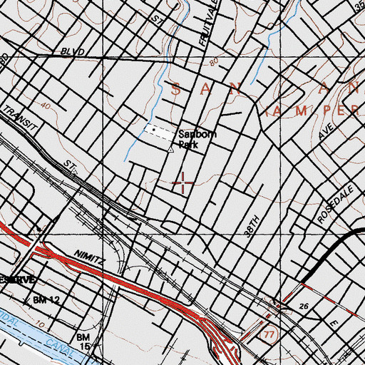 Topographic Map of Saint Elizabeth Roman Catholic Church, CA