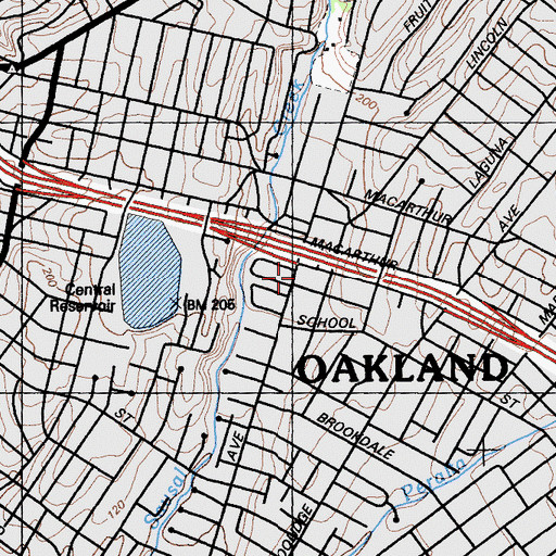 Topographic Map of Saint Jarlaths Roman Catholic Church, CA