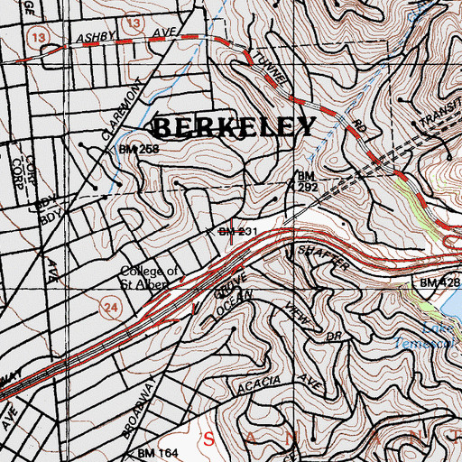 Topographic Map of Chabot Recreation Center, CA