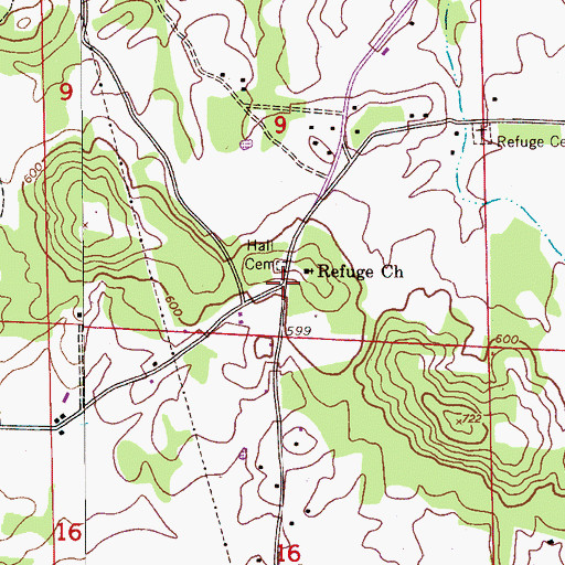 Topographic Map of Refuge Post Office, AL