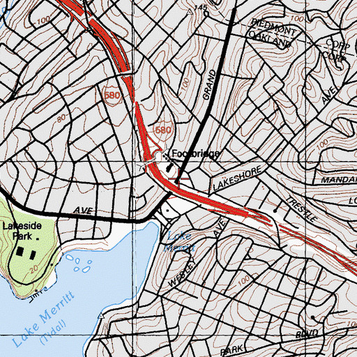 Topographic Map of Grand Lake Post Office, CA