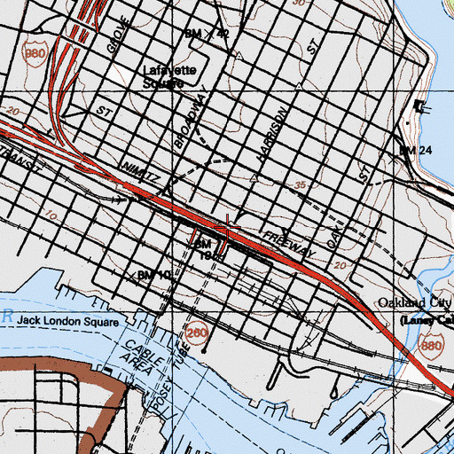 Topographic Map of Harrison Square, CA