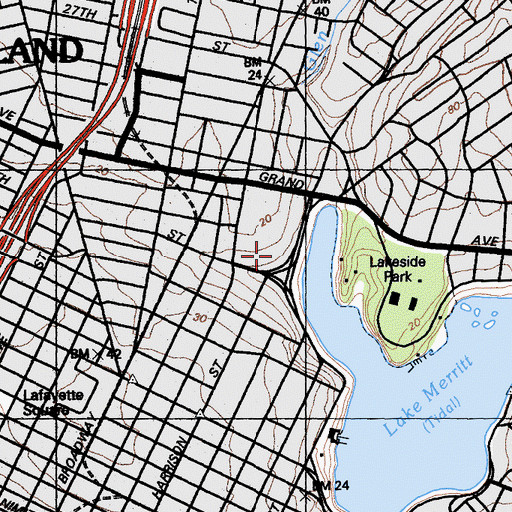 Topographic Map of Kaiser Center Station Oakland Post Office, CA