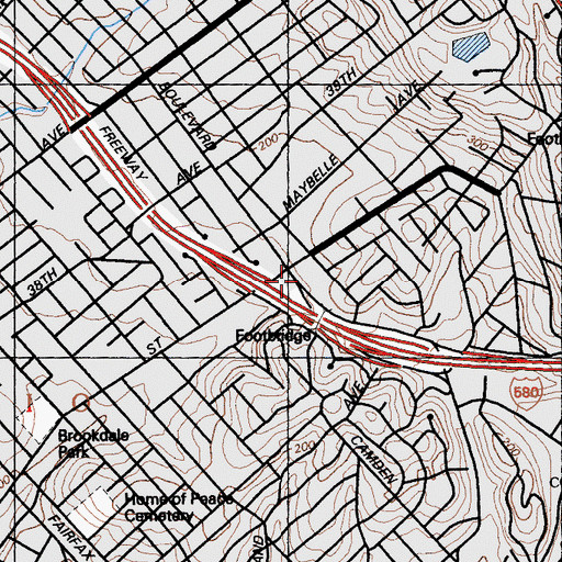 Topographic Map of Laurel Post Office, CA